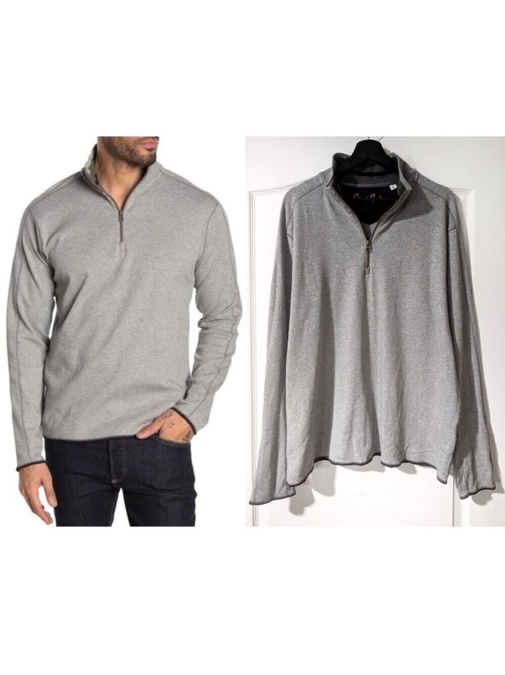 Robert Graham | Elliot Quarter-Zip Pullover In Light Grey
